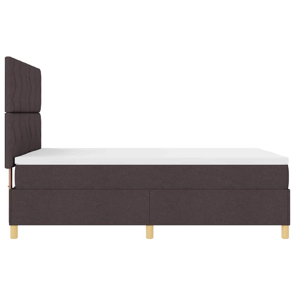 Lit à ressort LED Marron foncé 160 x 200 cm tissu