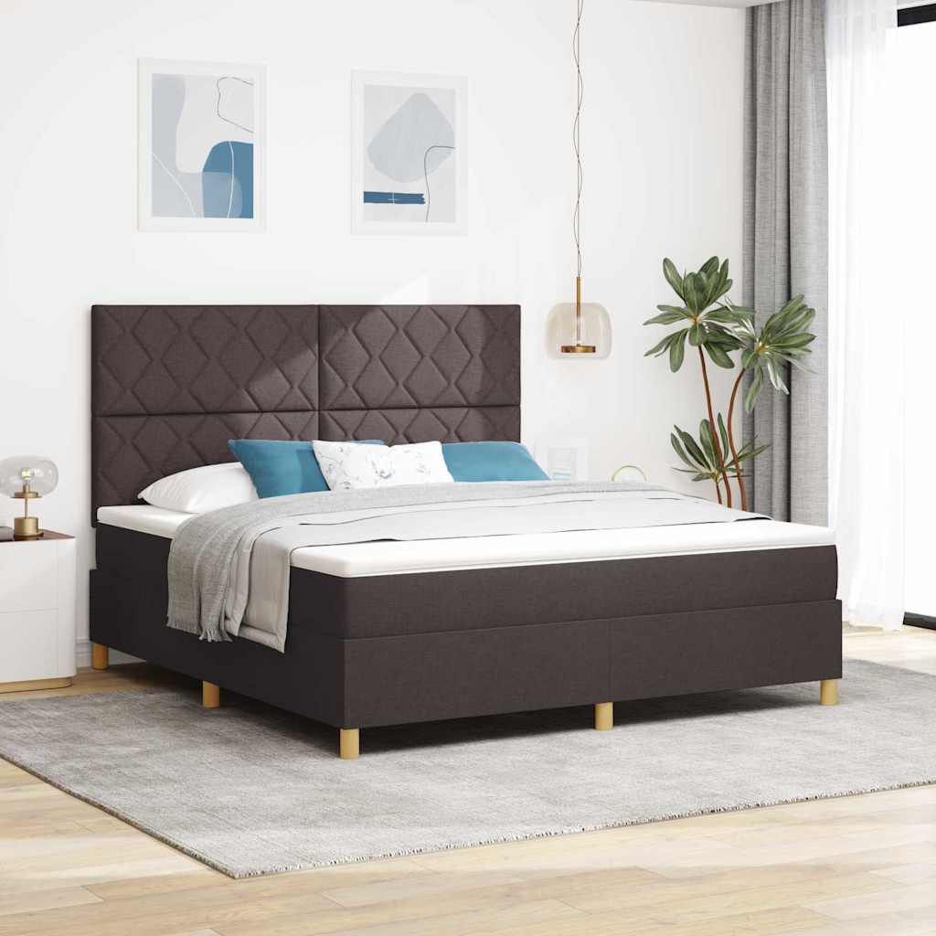Lit à ressorts avec matelas Marron foncé 180 x 200 cm tissu - XIOS