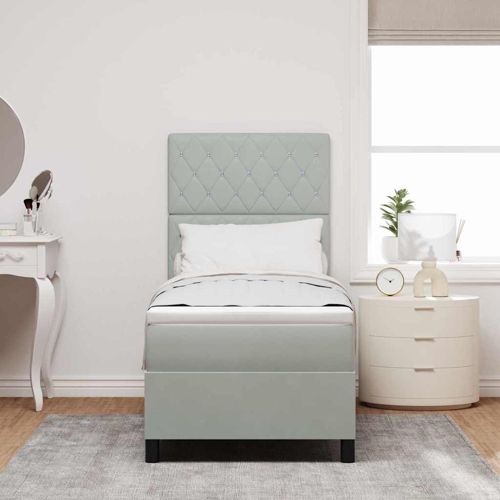 Lit à ressort LED avec matelas Gris clair 80 x 200 cm tissu - XIOS