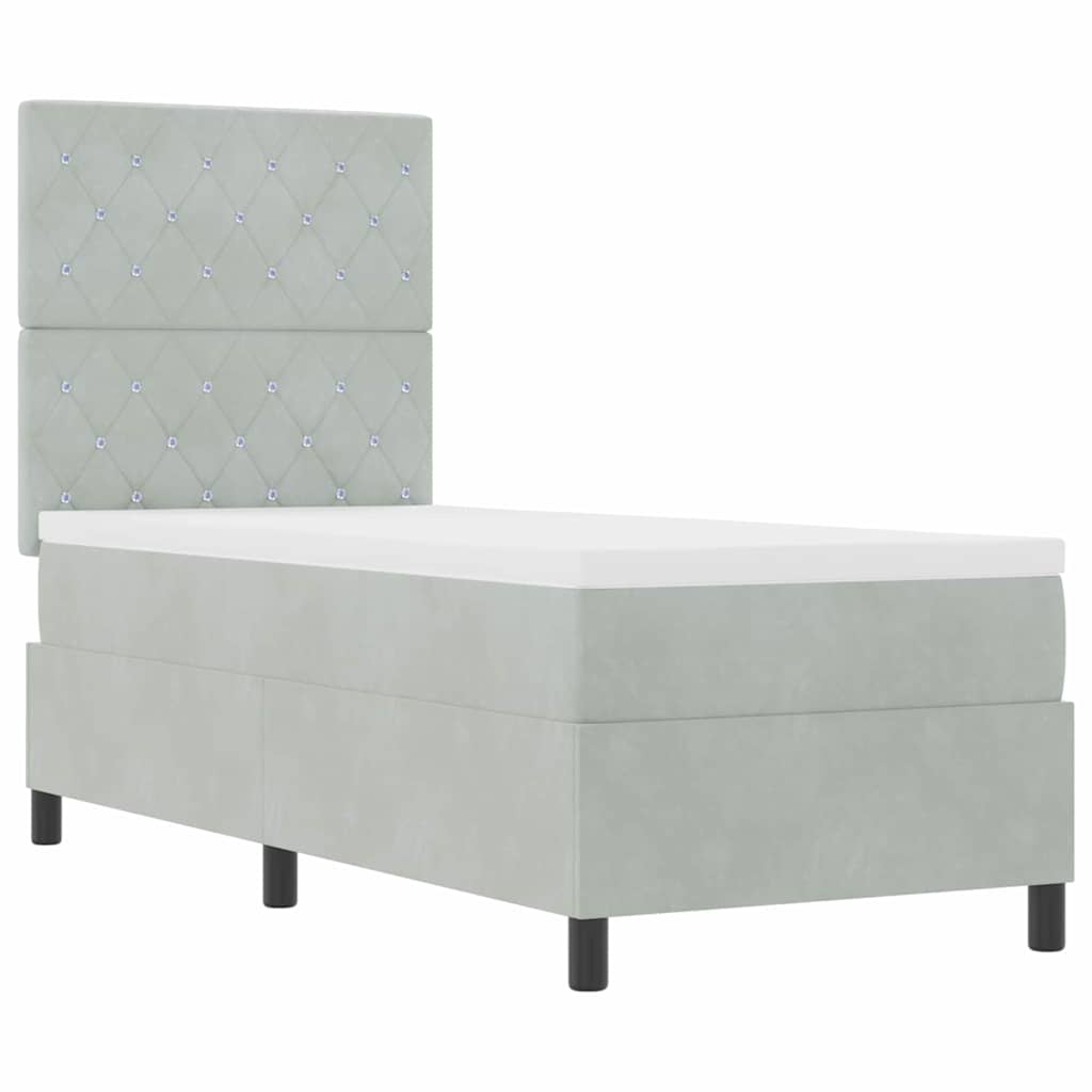 Lit à ressort LED avec matelas Gris clair 80 x 200 cm tissu - XIOS