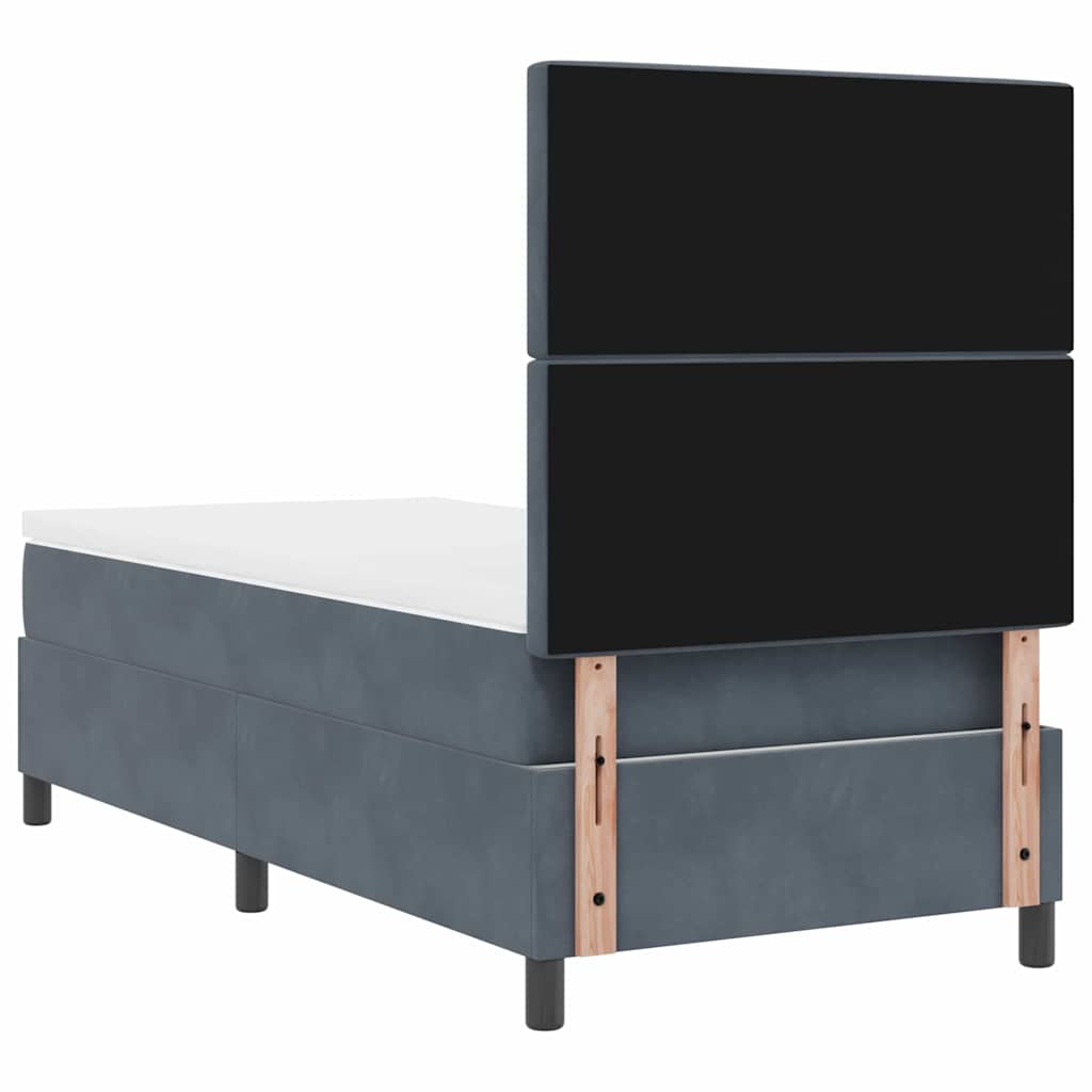 Lit à ressort LED avec matelas Gris foncé 90 x 190 cm Velours