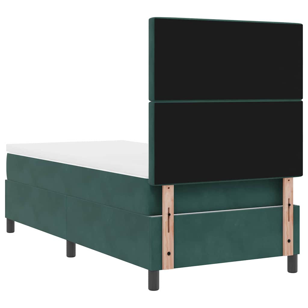 Lit à ressort LED avec matelas Vert foncé 100 x 200 cm Velours - XIOS