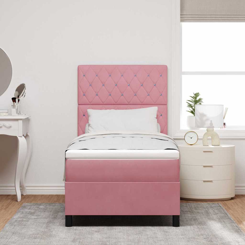 Lit à ressort LED avec matelas Rose 100 x 200 cm Velours - XIOS