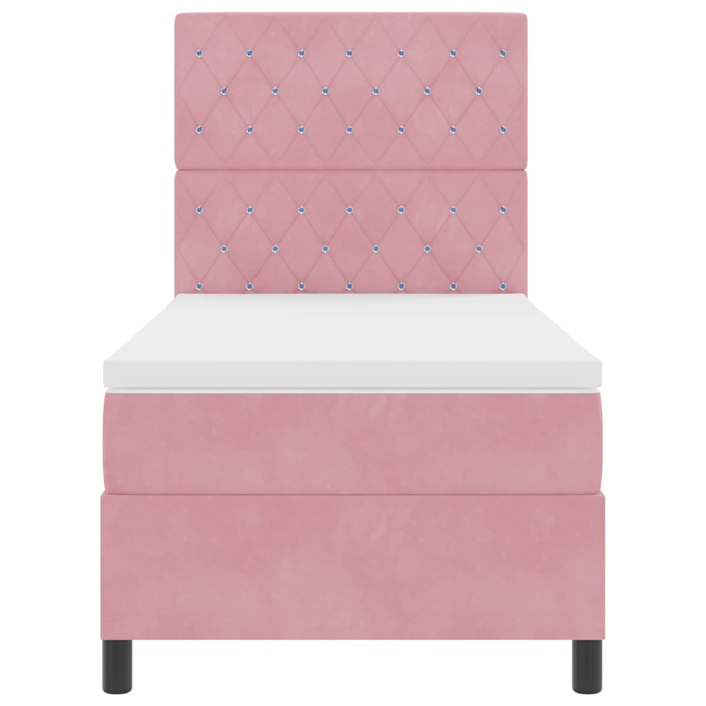Lit à ressort LED avec matelas Rose 100 x 200 cm Velours - XIOS
