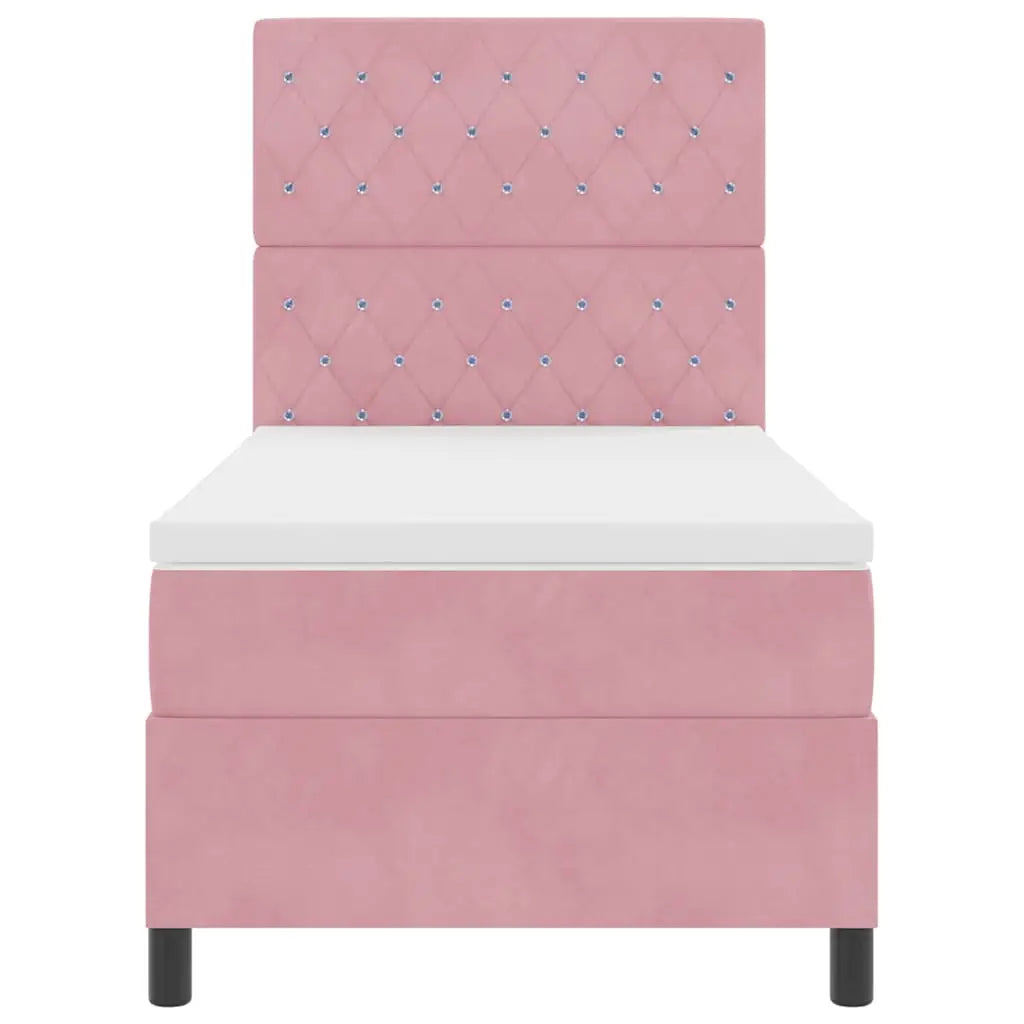 Lit à ressort LED avec matelas Rose 100 x 200 cm Velours - XIOS