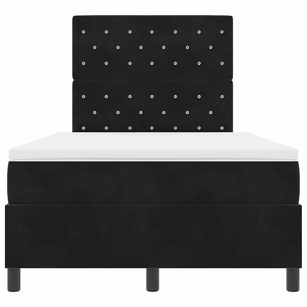 Lit à ressort LED avec matelas Noir 120 x 190 cm Velours