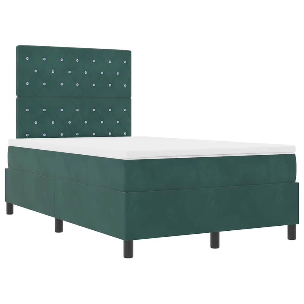 Lit à ressort LED avec matelas Vert foncé 120 x 190 cm Velours - XIOS