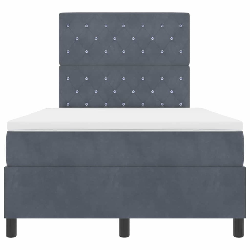 Lit à ressort LED avec matelas Gris foncé 120 x 200 cm Velours - XIOS