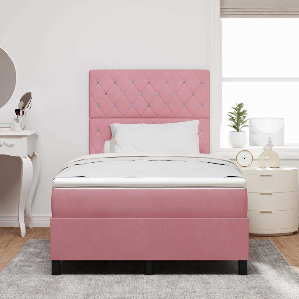 Lit à ressort LED avec matelas Rose 120 x 200 cm Velours - XIOS