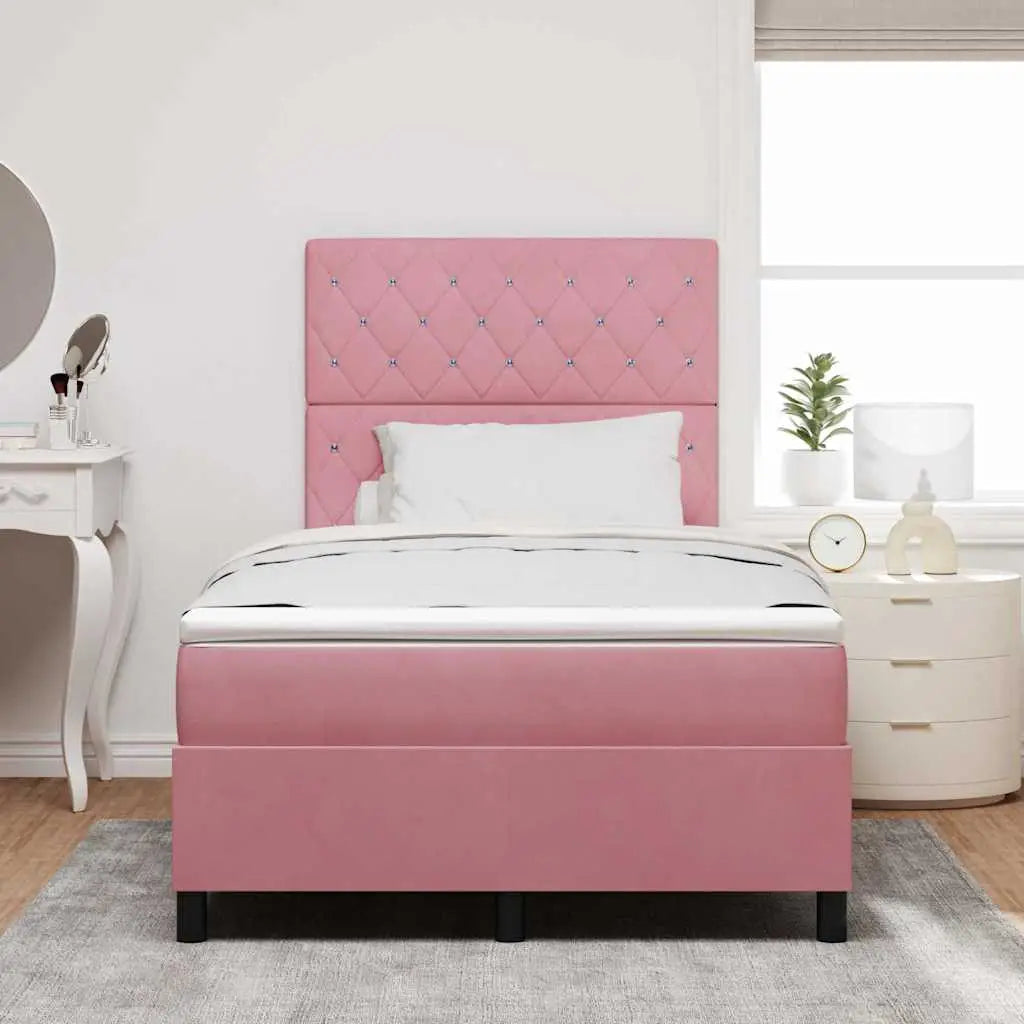 Lit à ressort LED avec matelas Rose 120 x 200 cm Velours - XIOS