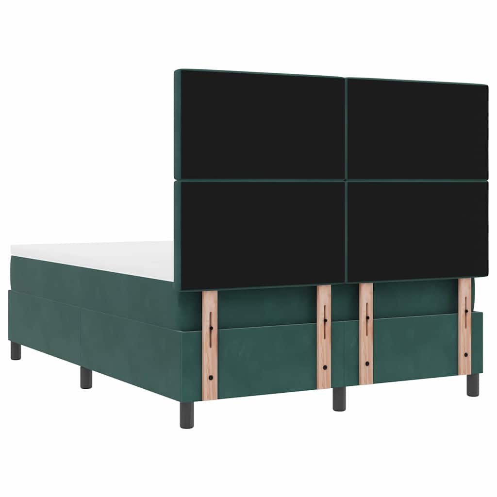 Lit à ressort LED avec matelas Vert foncé 140 x 190 cm Velours