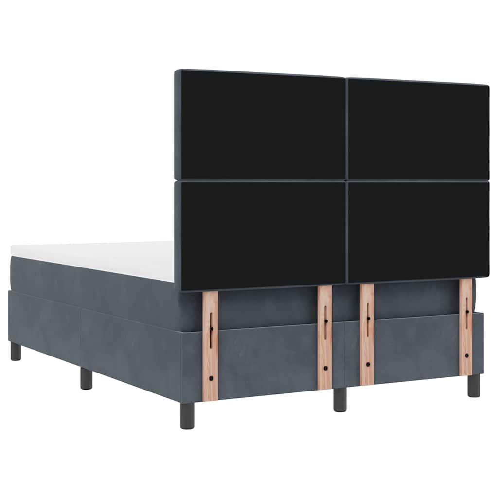 Lit à ressort LED avec matelas Gris foncé 140 x 200 cm Velours