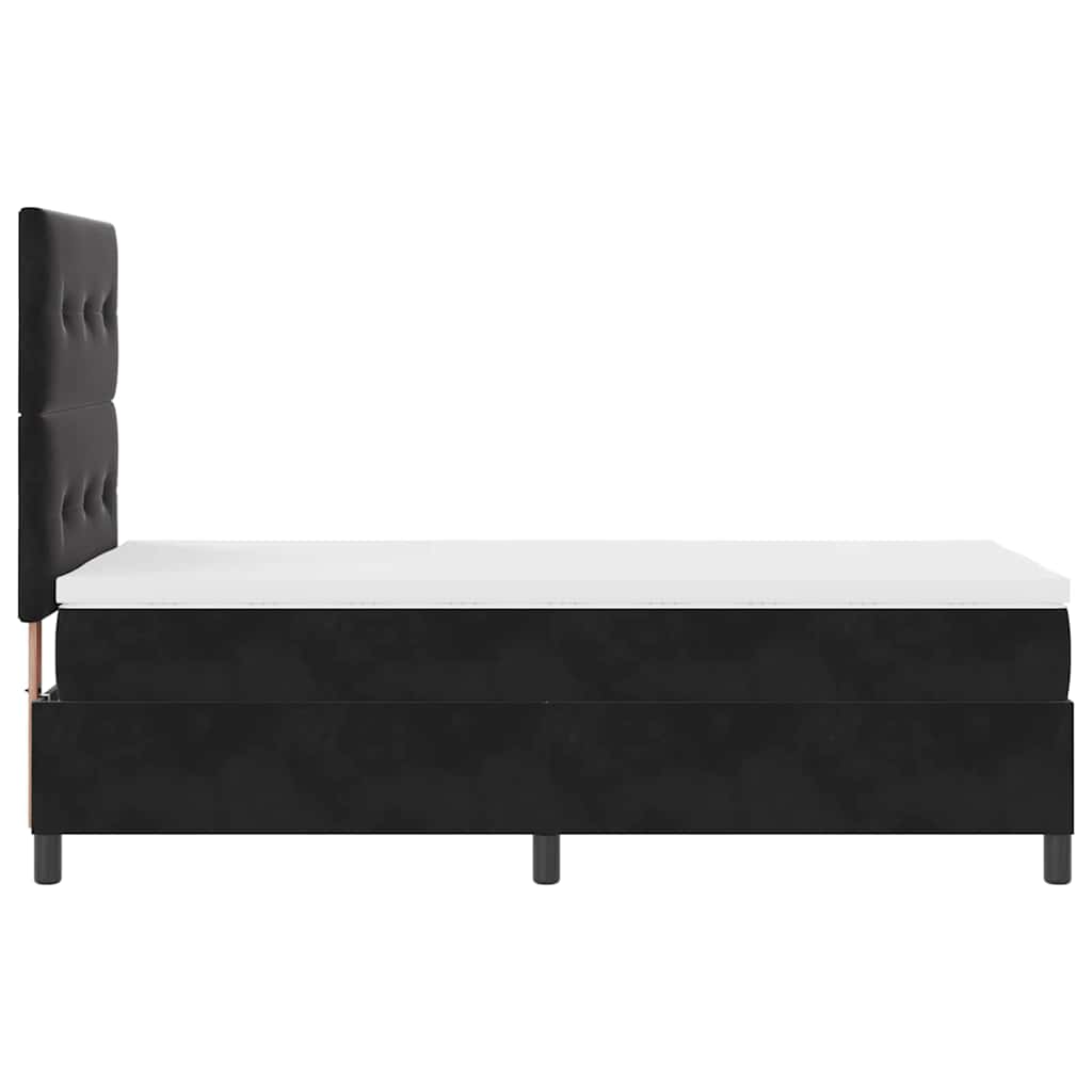 Lit à ressort LED avec tête de lit Noir 80 x 200 cm Velours