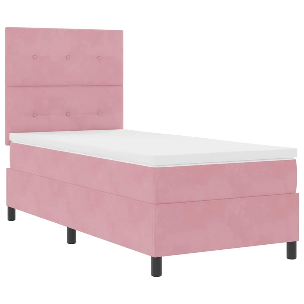 Lit à ressort LED avec tête de lit Rose 90 x 190 cm Velours
