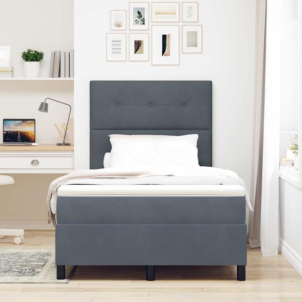 Lit à ressort LED Gris foncé 120 x 190 cm Velours - XIOS
