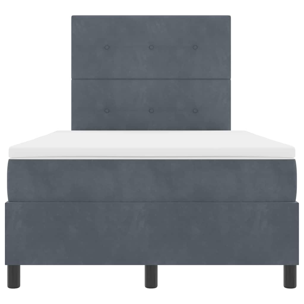 Lit à ressort LED Gris foncé 120 x 190 cm Velours - XIOS