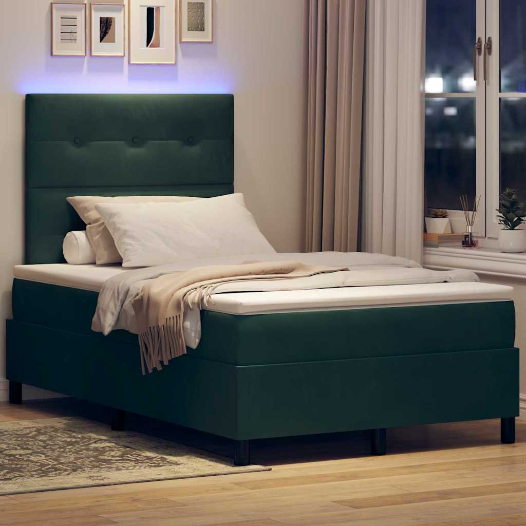 Lit à ressort LED Vert foncé 120 x 190 cm Velours - XIOS