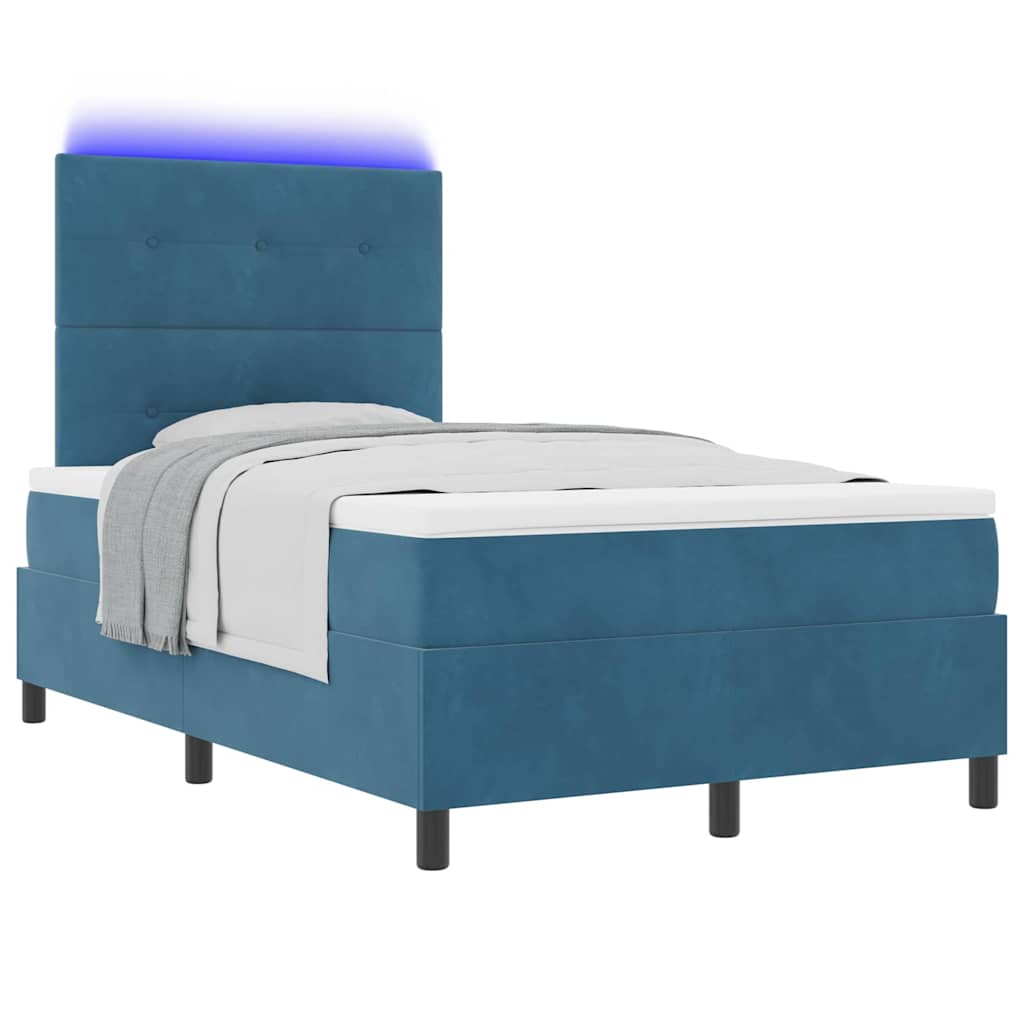 Lit à ressort LED avec matelas Bleu foncé 120 x 190 cm tissu - XIOS
