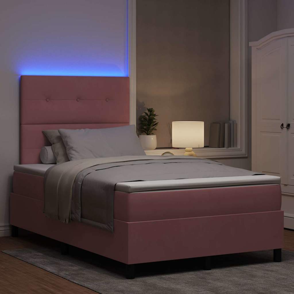Lit à ressort LED avec tête de lit Rose 120 x 200 cm Velours - XIOS