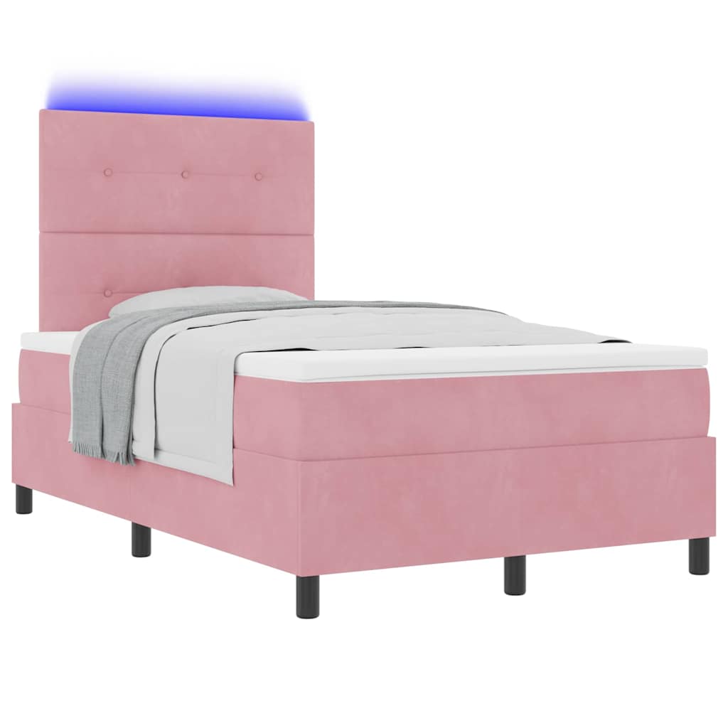 Lit à ressort LED avec tête de lit Rose 120 x 200 cm Velours - XIOS