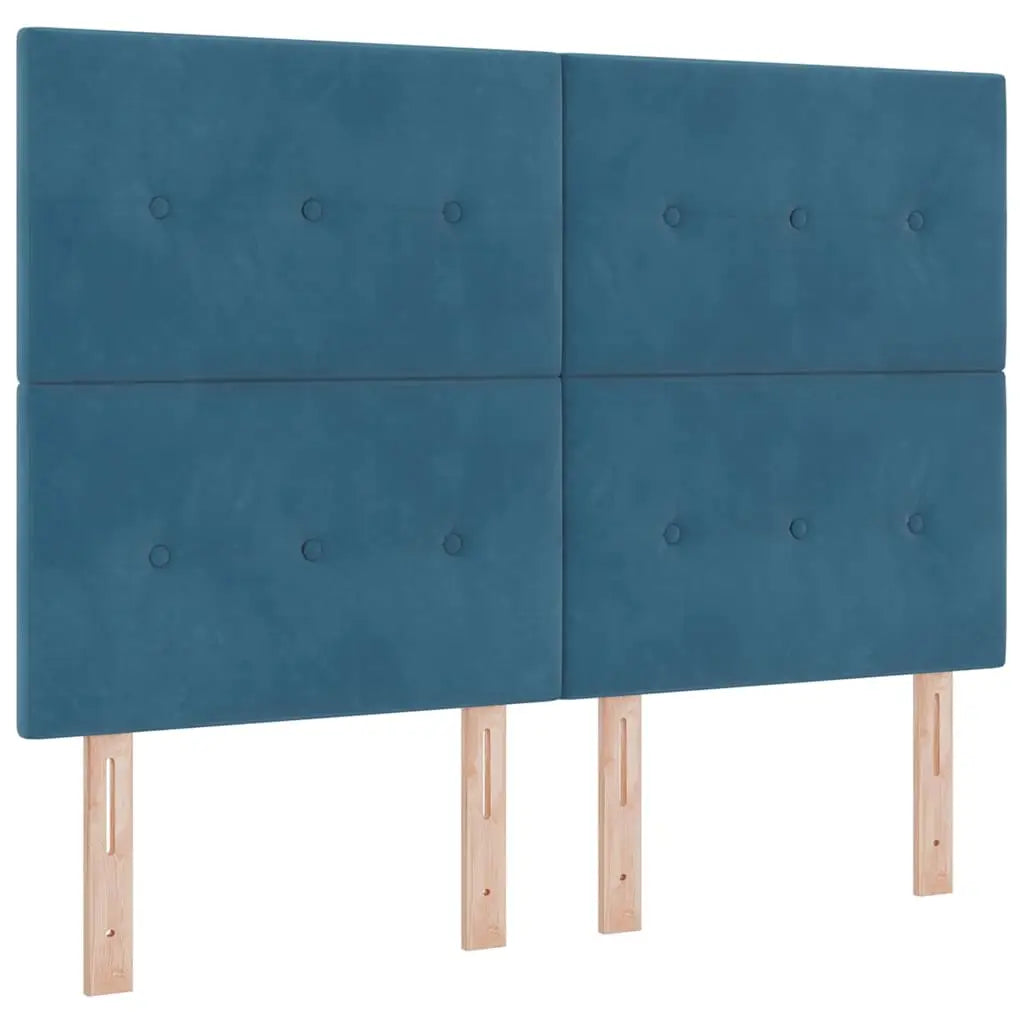 Lit à ressort LED Bleu foncé 140 x 190 cm Velours - XIOS