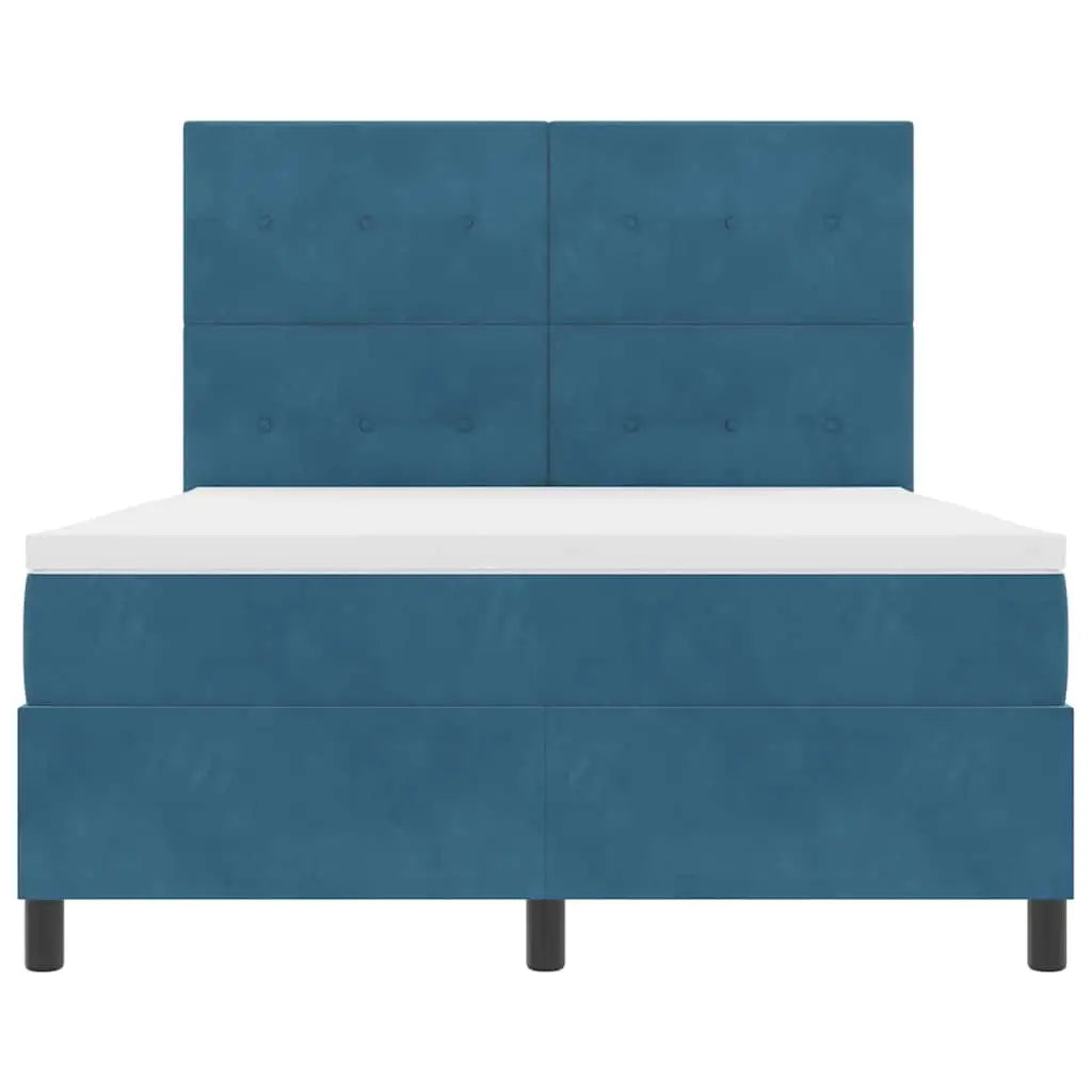 Lit à ressort LED Bleu foncé 140 x 190 cm Velours - XIOS