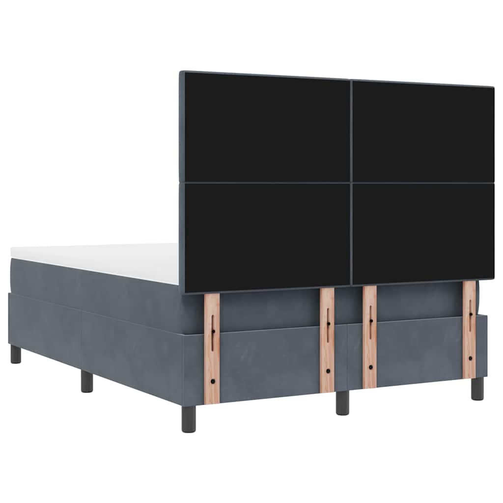 Lit à ressort LED Gris foncé 140 x 200 cm Velours