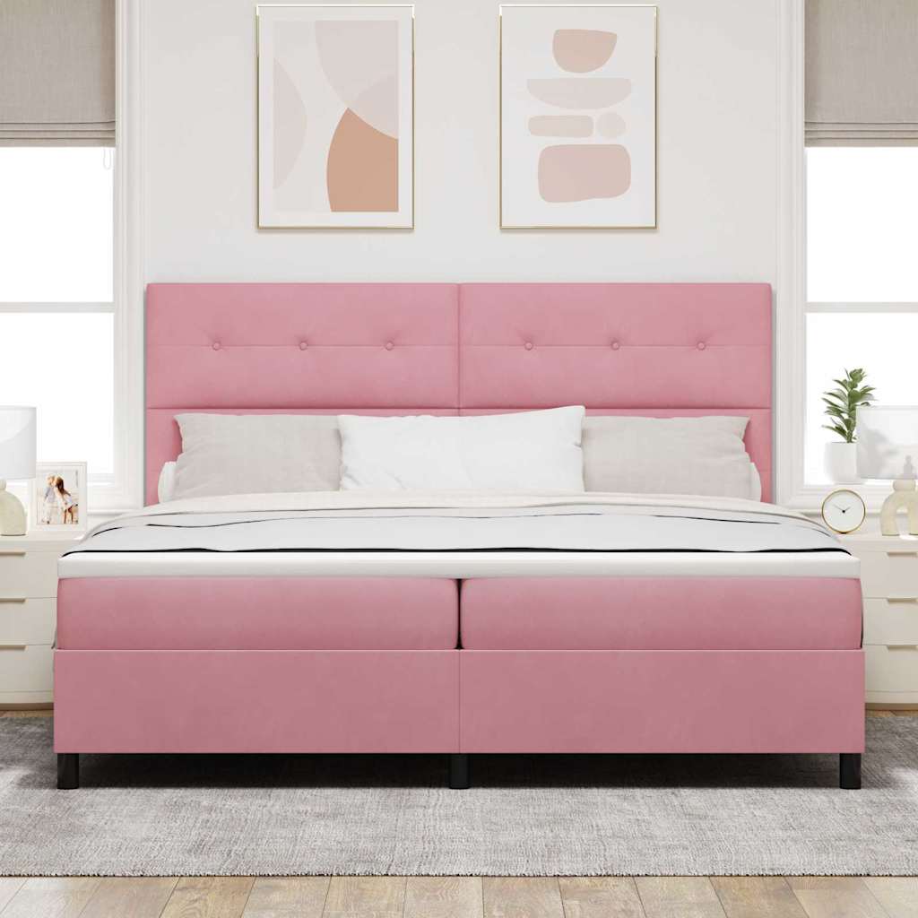 Lit à ressort LED avec matelas Rose 200 x 200 cm tissu - XIOS