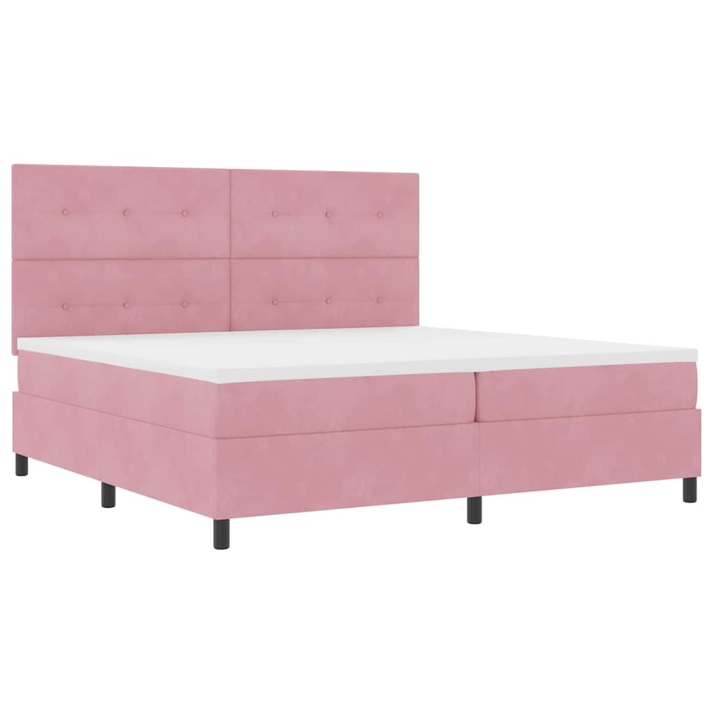 Lit à ressort LED avec matelas Rose 200 x 200 cm tissu - XIOS