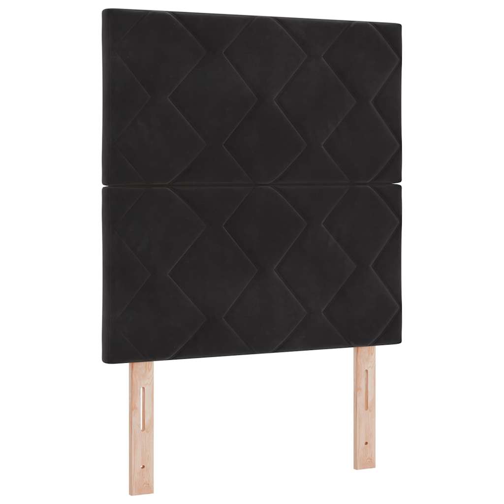 Lit à ressort LED avec tête de lit Noir 80 x 200 cm Velours