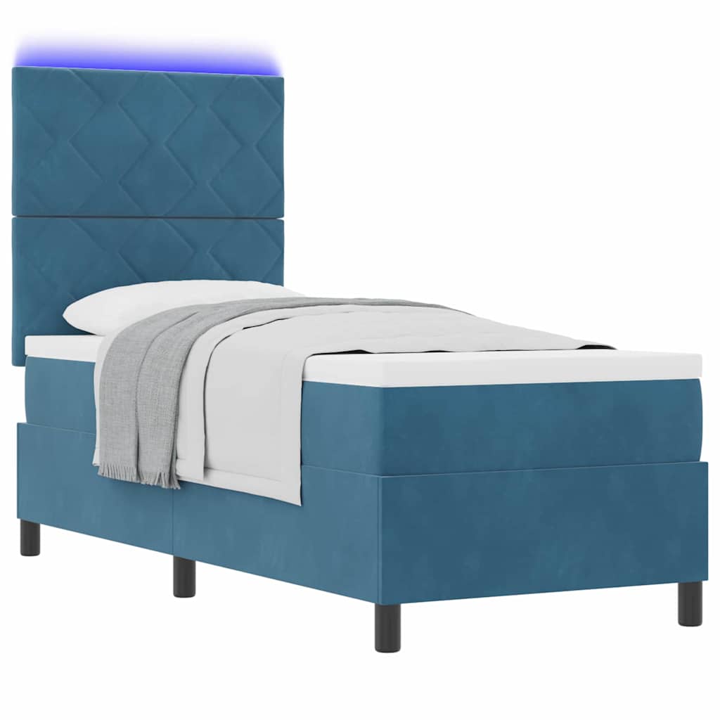 Lit à ressort LED Bleu foncé 80 x 200 cm Velours - XIOS