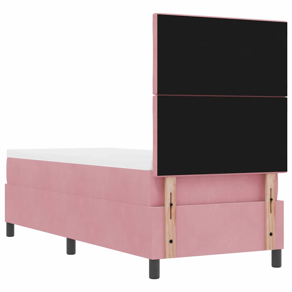 Lit à ressort LED avec tête de lit Rose 80 x 200 cm Velours