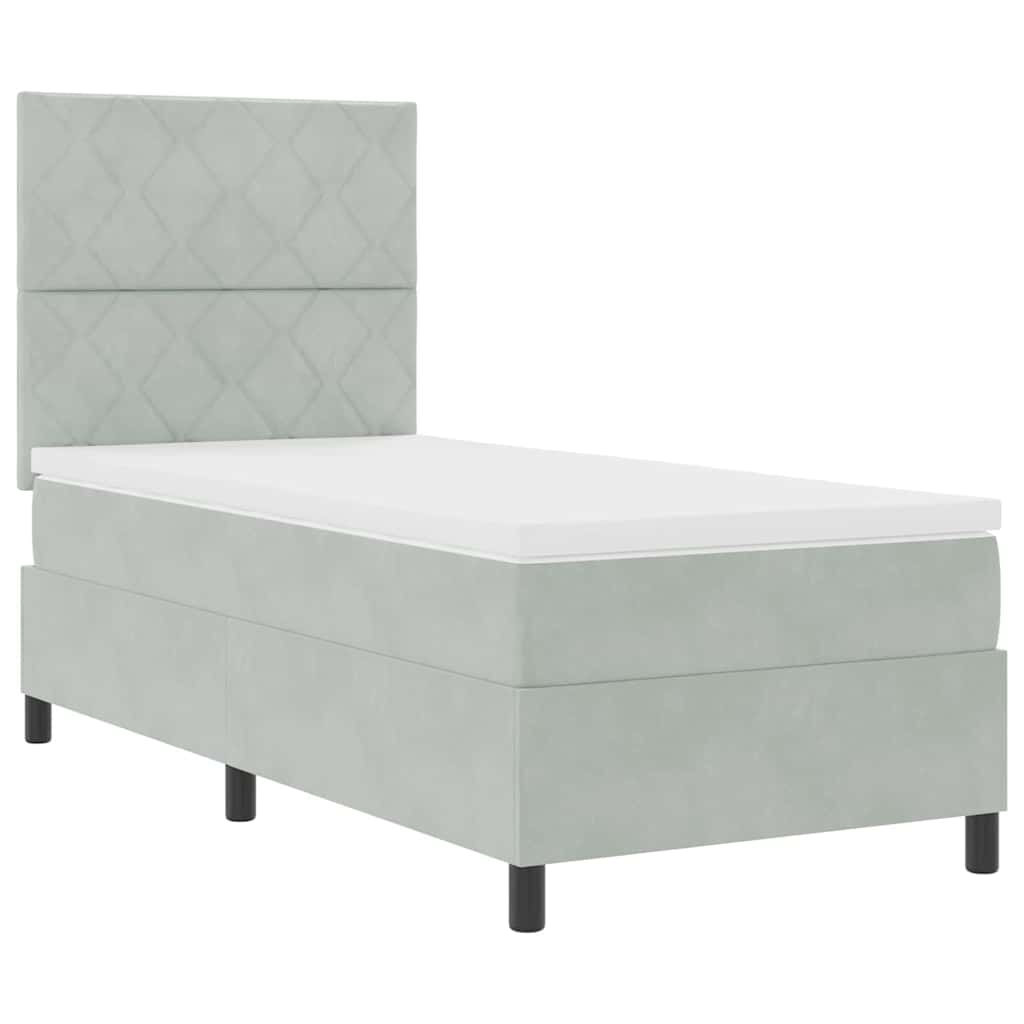 Lit à ressort LED Gris clair 90 x 190 cm Velours - XIOS