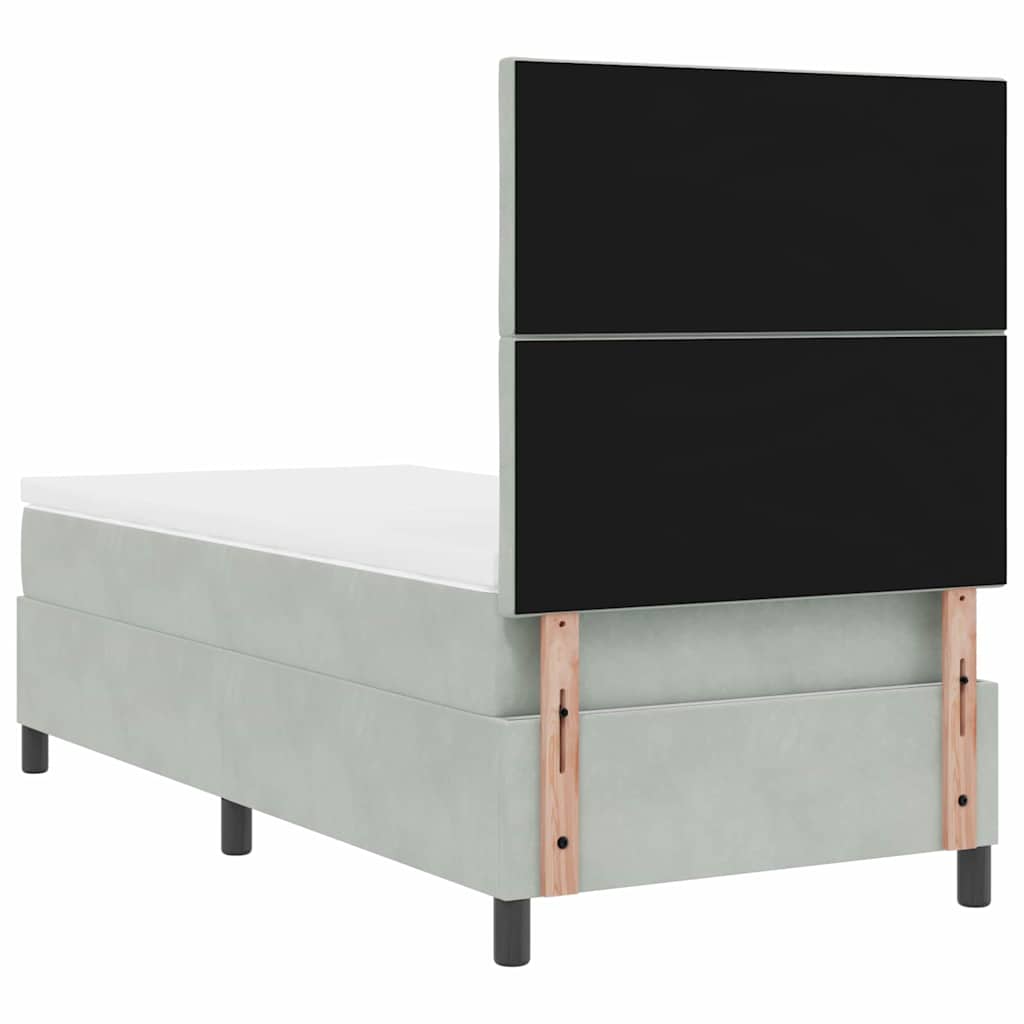 Lit à ressort LED Gris clair 90 x 190 cm Velours - XIOS