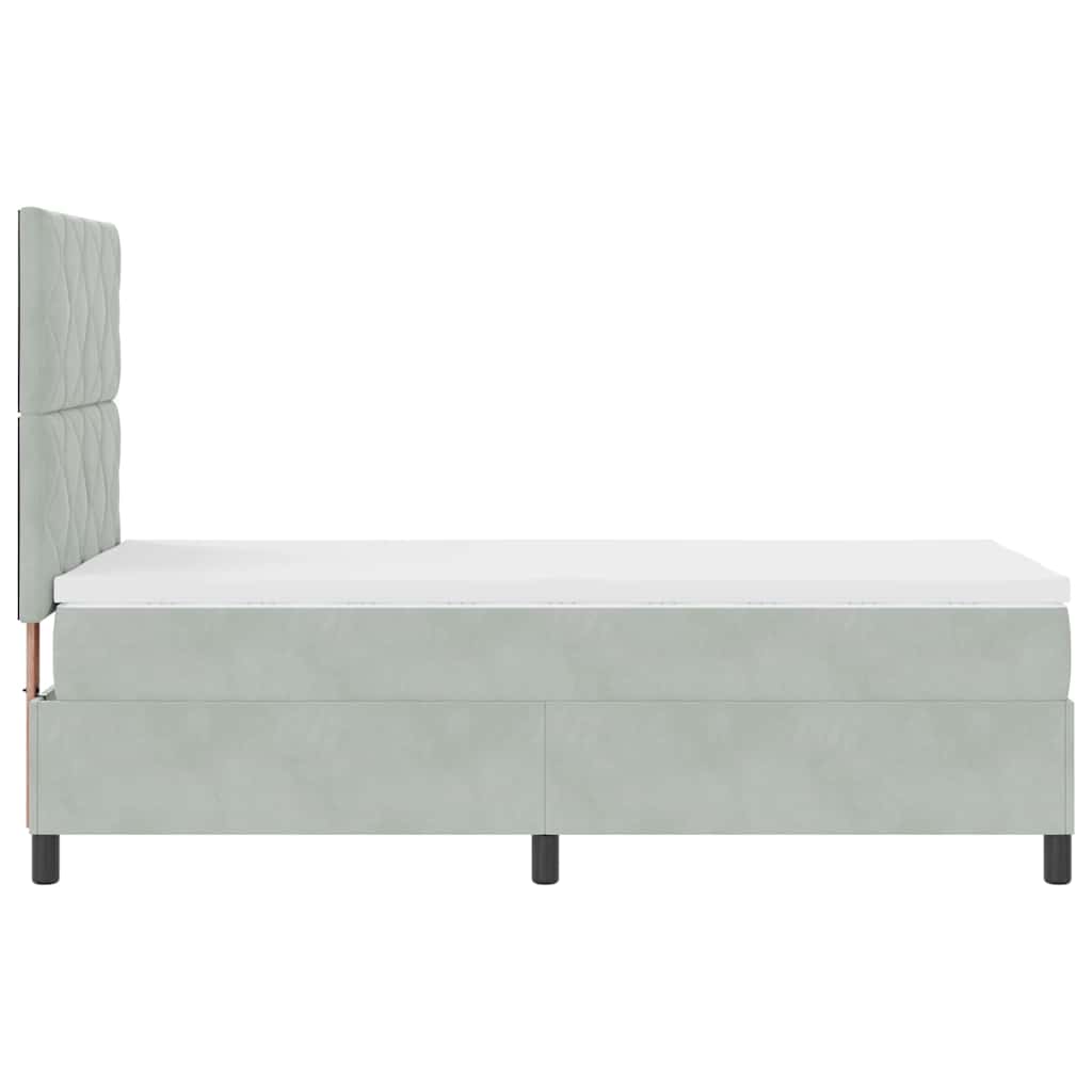 Lit à ressort LED Gris clair 90 x 190 cm Velours - XIOS