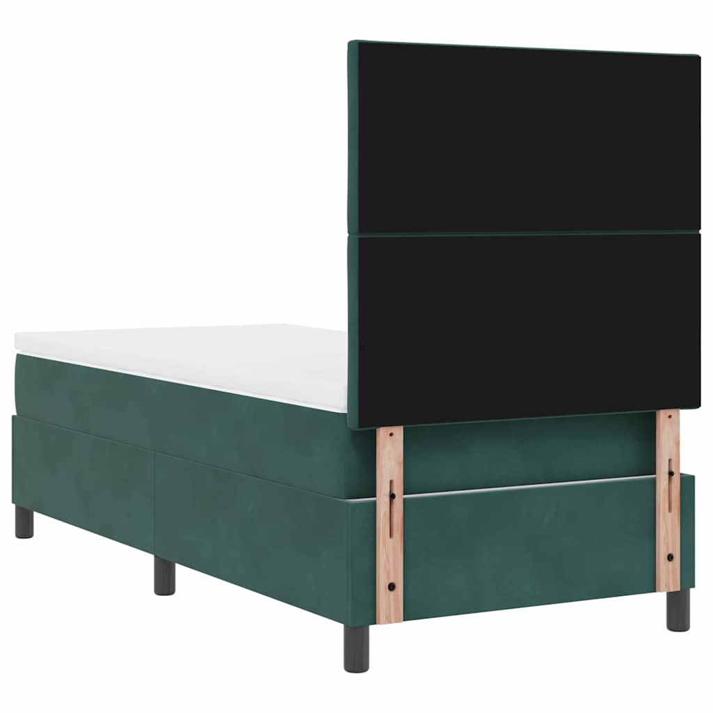 Lit à ressort LED Vert foncé 90 x 190 cm Velours