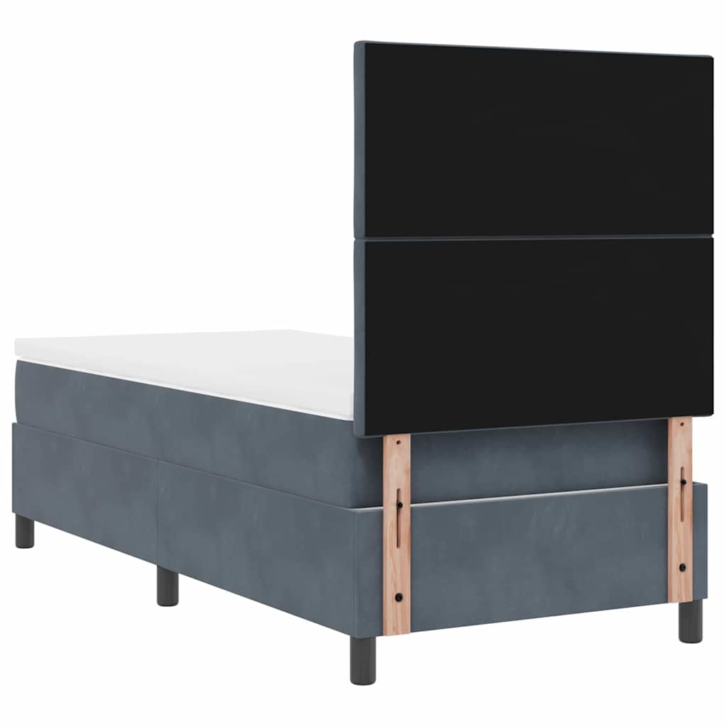 Lit à ressort LED Gris foncé 100 x 200 cm Velours
