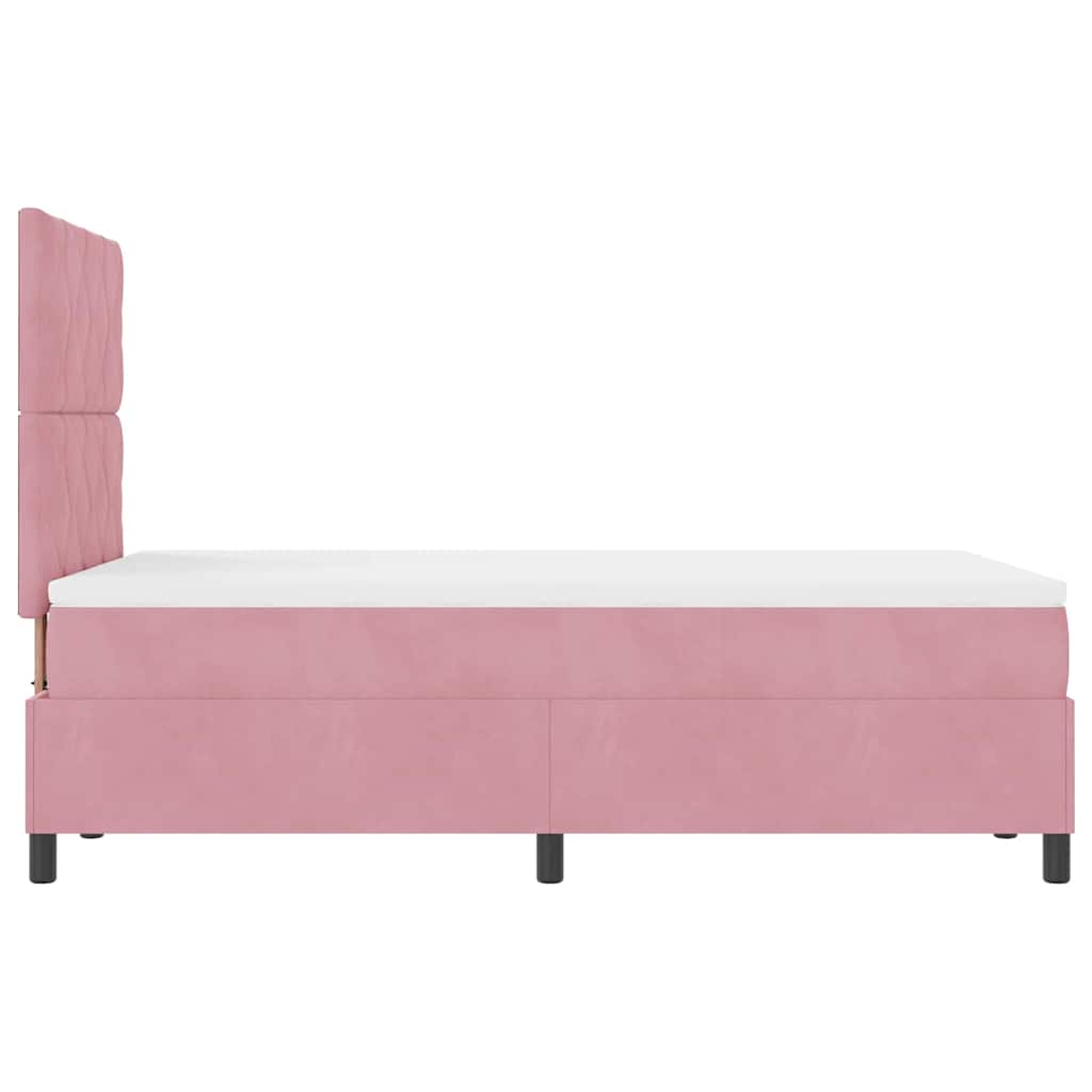 Lit à ressort LED avec tête de lit Rose 120 x 190 cm Velours