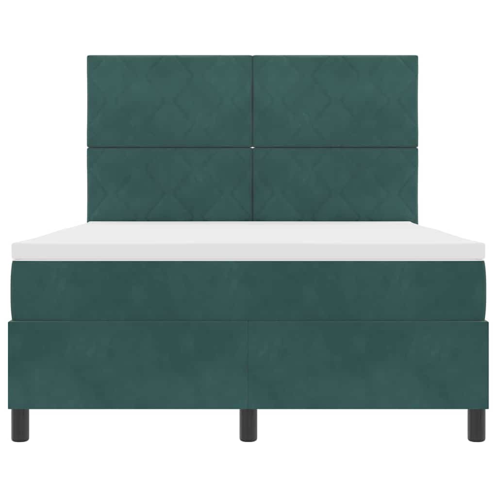 Lit à ressort LED Vert foncé 140 x 190 cm Velours - XIOS