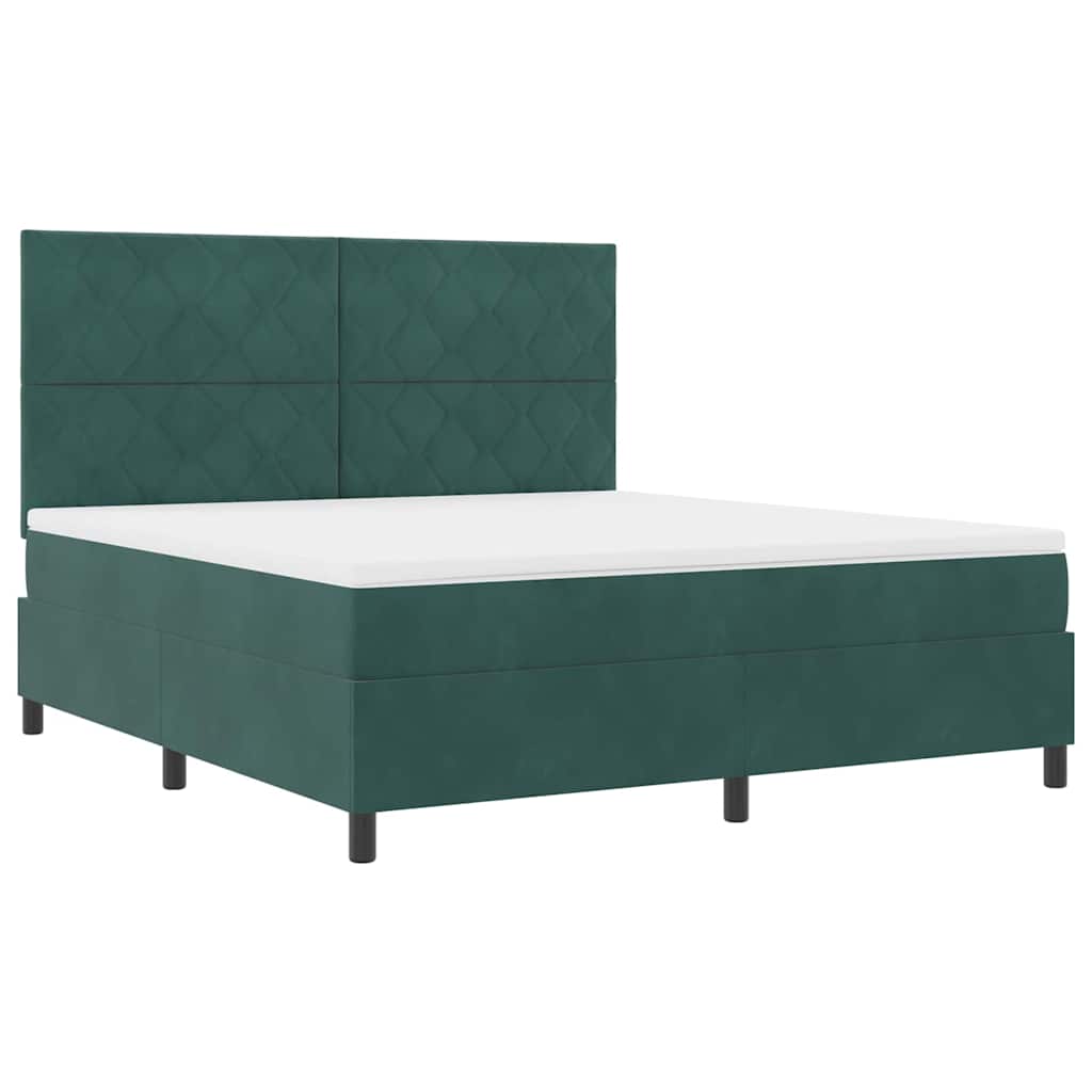 Lit à ressorts avec matelas Vert foncé 180 x 200 cm Velours - XIOS