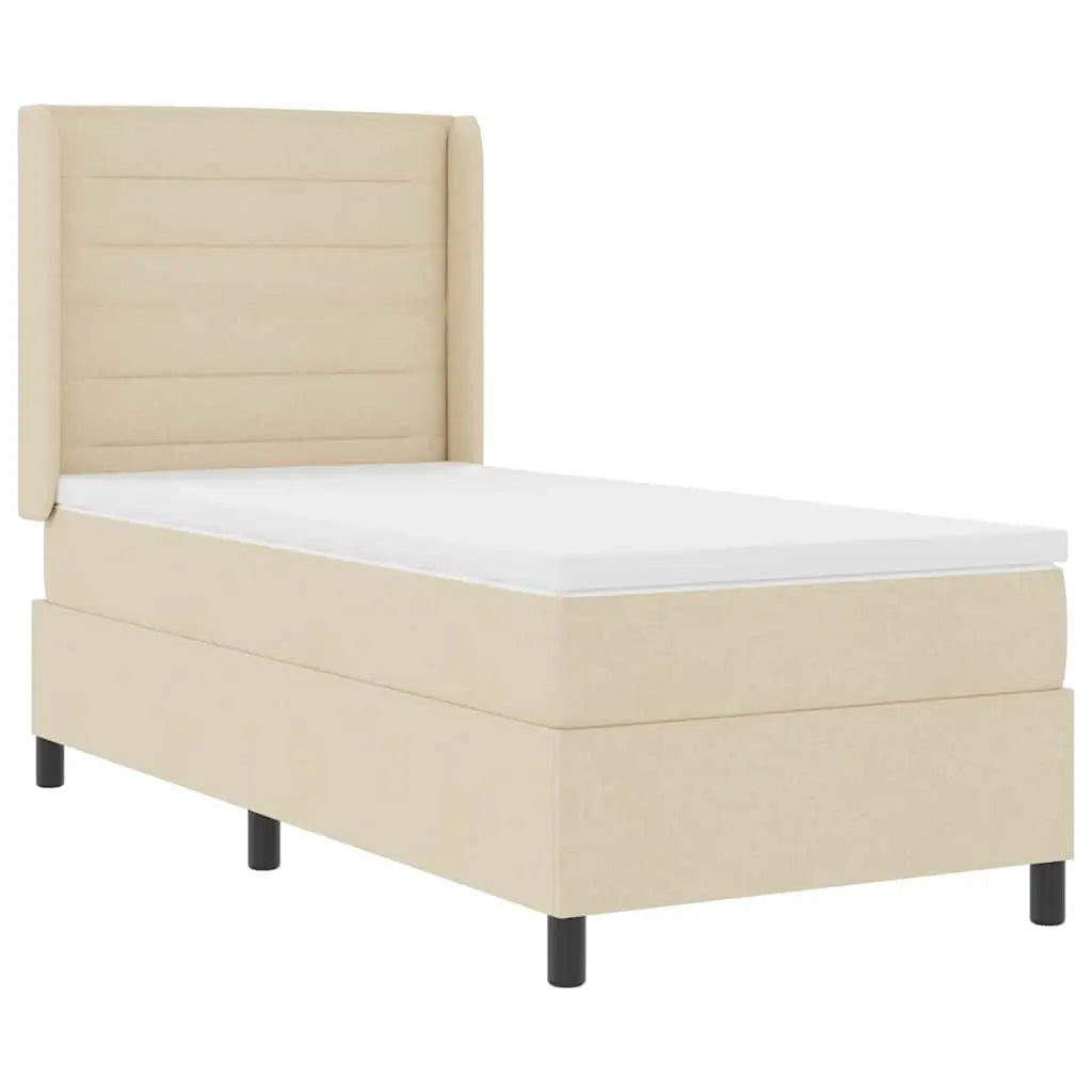 Lit à ressort LED avec matelas Crème 80 x 200 cm tissu - XIOS