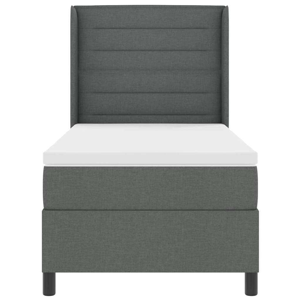 Lit à ressort LED avec matelas Gris foncé 90 x 190 cm tissu - XIOS