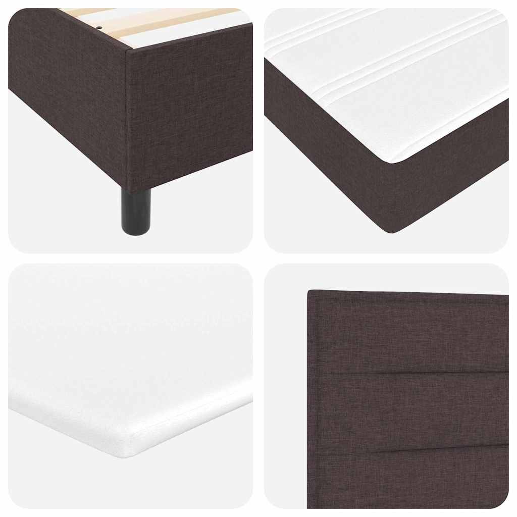 Lit à ressort LED avec matelas Marron foncé 90 x 190 cm tissu