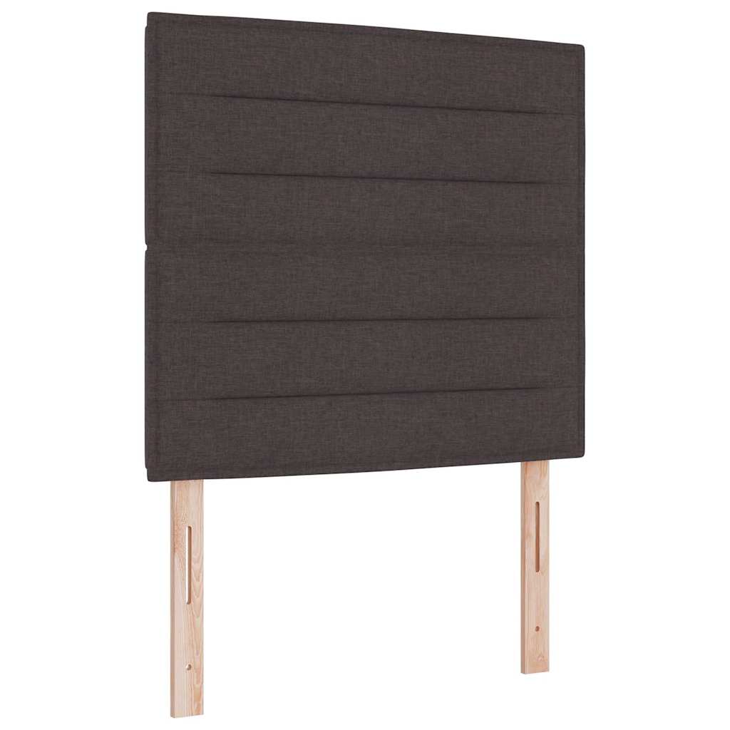 Lit à ressort LED avec matelas Marron foncé 90 x 190 cm tissu