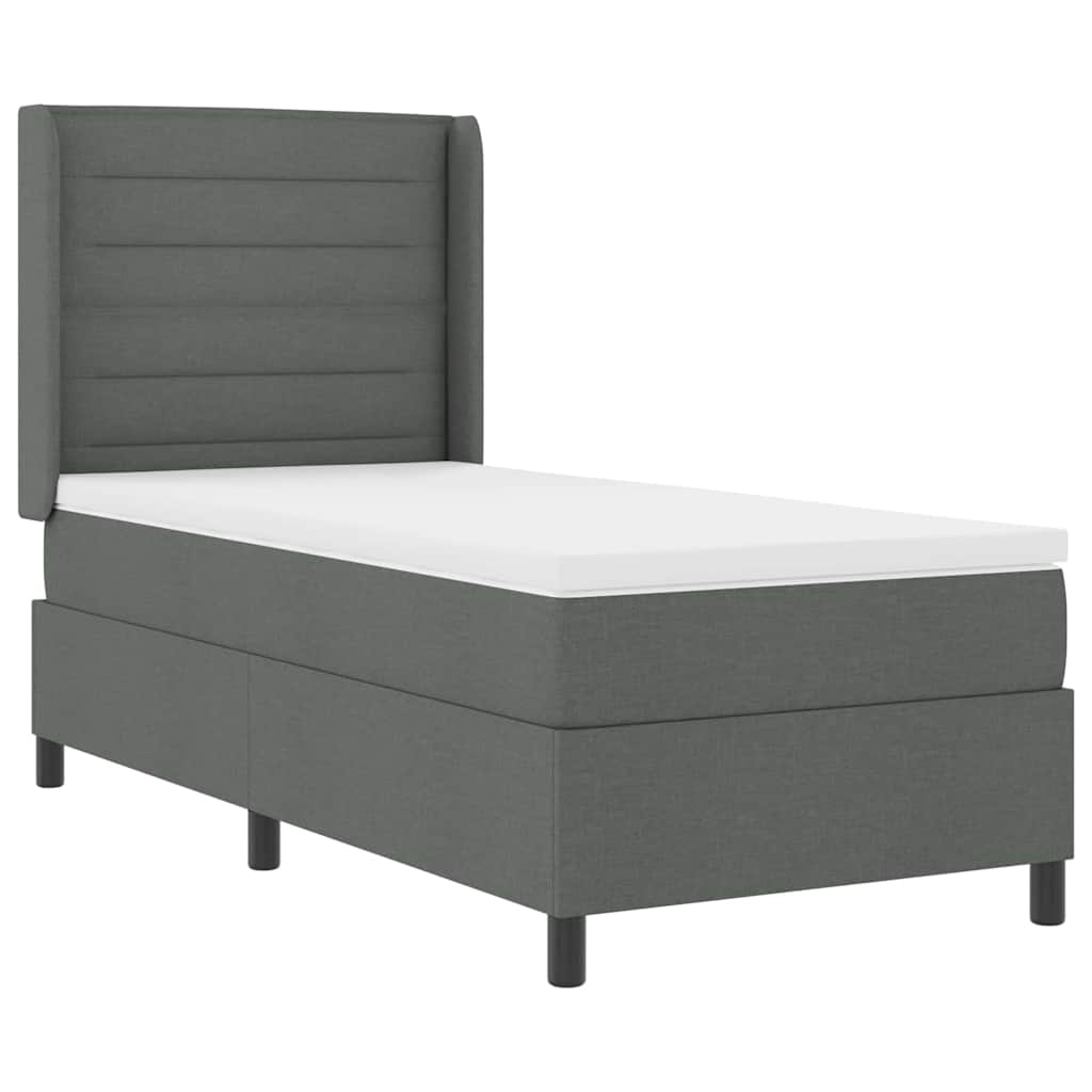Lit à ressort LED avec matelas Gris foncé 90 x 200 cm tissu - XIOS