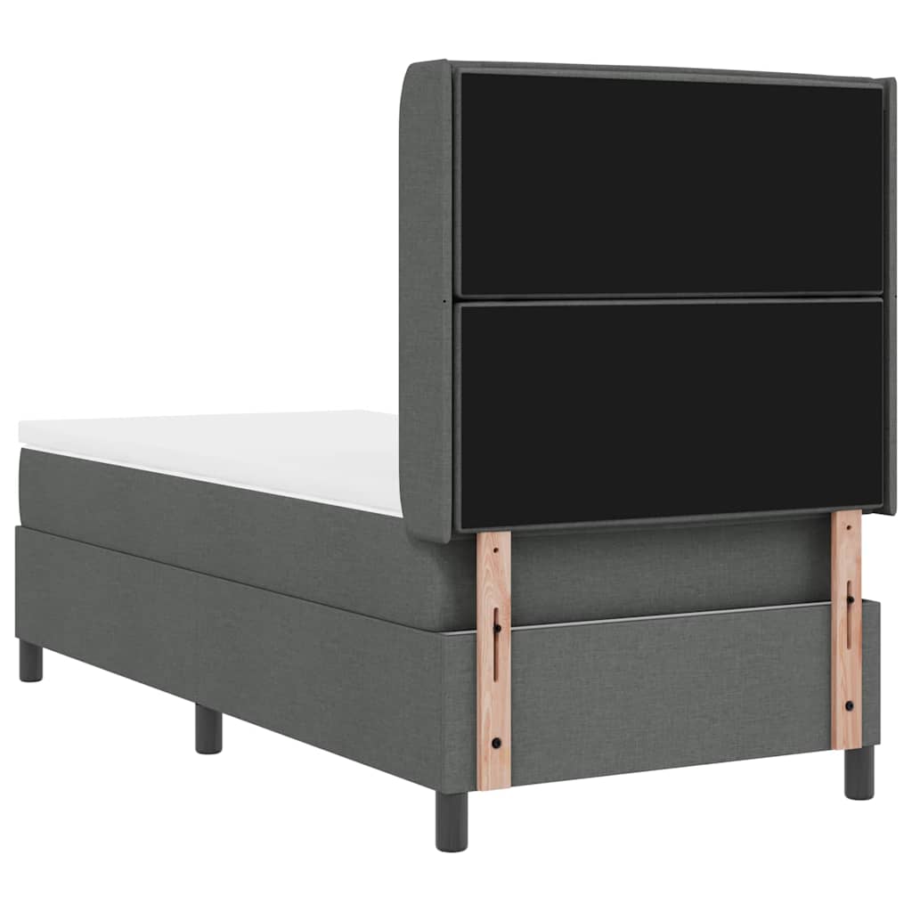 Lit à ressort LED avec matelas Gris foncé 90 x 200 cm tissu - XIOS