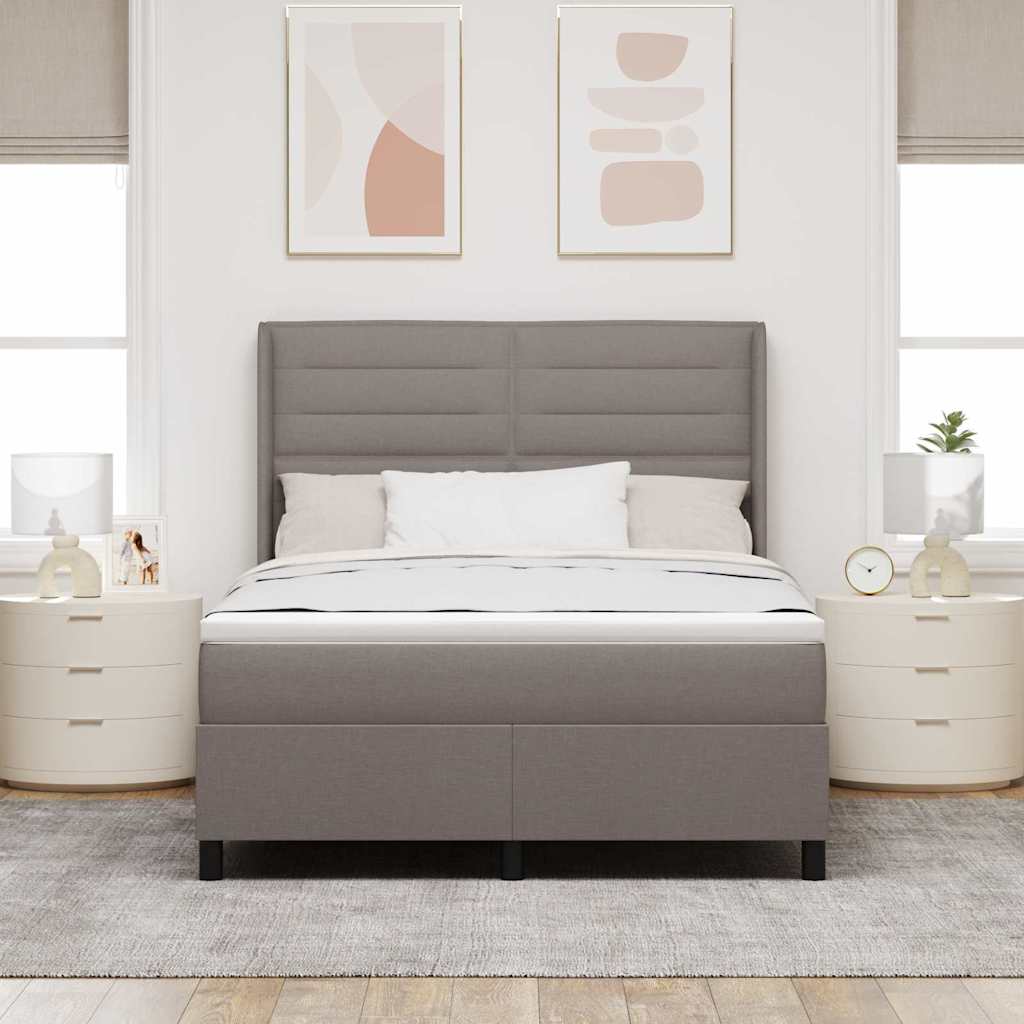 Lit à ressort LED avec matelas Taupe 140 x 190 cm tissu - XIOS