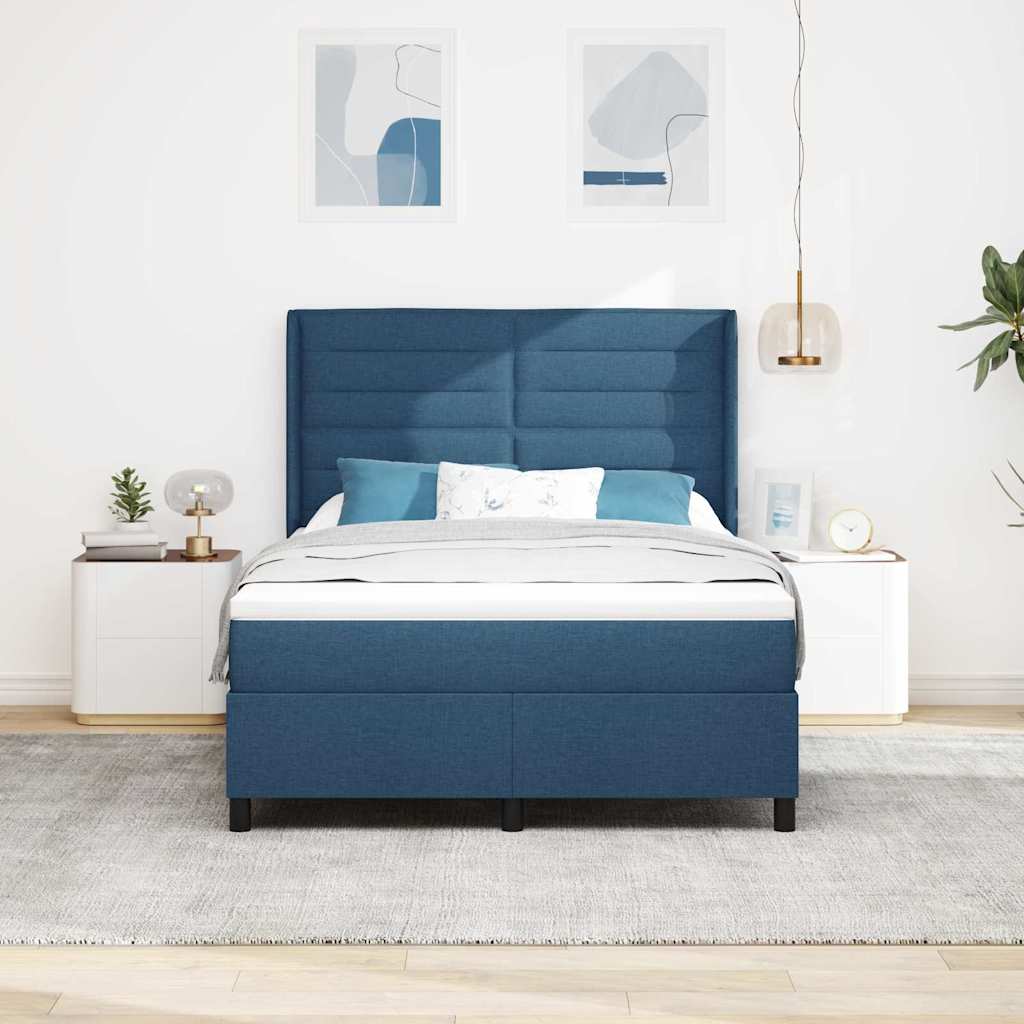 Lit à ressort LED avec tête de lit Bleu 140 x 190 cm tissu - XIOS
