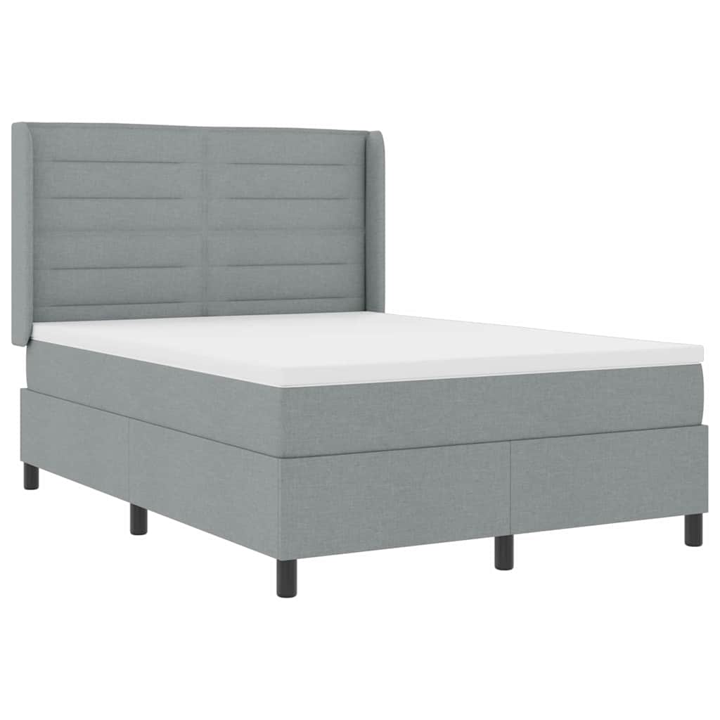 Lit à ressort LED avec matelas Gris clair 140 x 200 cm tissu - XIOS