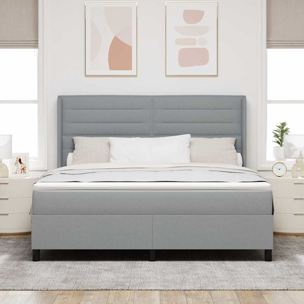 Lit à ressort LED avec matelas Gris clair 180 x 200 cm tissu - XIOS